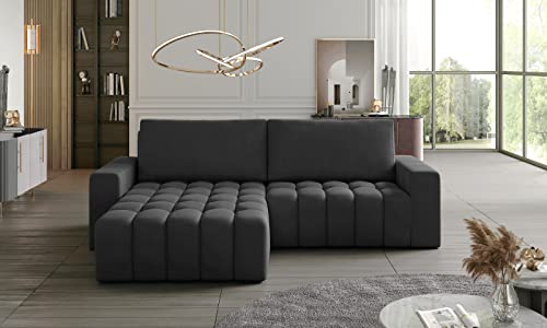 Krudox BONT Ecksofa 250x92x175 cm - Schlafsofa mit Bettkasten - Couch mit Stauraum - Sofa mit Schlaffunktion 200x130 cm - Links - Monolith 97 von Krudox