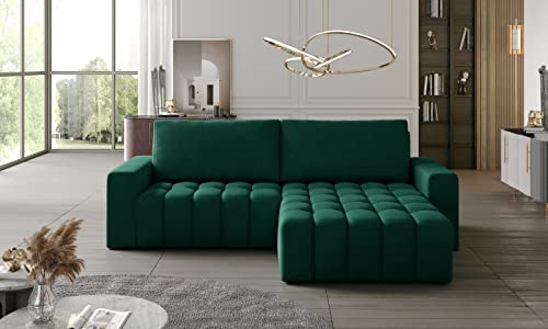 Krudox BONT Ecksofa 250x92x175 cm - Schlafsofa mit Bettkasten - Couch mit Stauraum - Sofa mit Schlaffunktion 200x130 cm - Rechts - Monolith 37 von Krudox