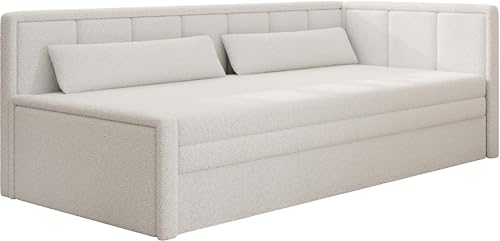 Krudox FULG 3 Sitzer Ausziehbar Sofa 214x77x82 cm - Schlafsofa mit Bettkasten - Couch mit Stauraum und Kissen - Sofa mit Schlaffunktion 150x200 cm - Ausklappbar Schlafsofa - Stoff Royal 01 -RECHTS von Krudox
