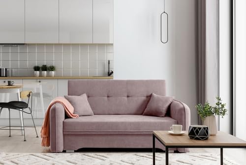 Krudox LAI 3 Sitzer Ausziehbar Sofa 155x75x105 cm - Schlafsofa mit Bettkasten - Couch mit Stauraum und 2 Kissen - Sofa mit Schlaffunktion - Ausklappbar Schlafsofa - Stoff Poco 101 Krudox LAI 3 Sitzer Ausziehbar Sofa 155x75x105 cm - Schlafsofa mit Bettkasten - Couch mit Stauraum und 2 Kissen - Sofa mit Schlaffunktion - Ausklappbar Schlafsofa - Stoff Poco 101 von Krudox