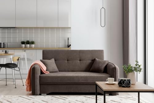 Krudox LAI 3 Sitzer Ausziehbar Sofa 155x75x105 cm - Schlafsofa mit Bettkasten - Couch mit Stauraum und 2 Kissen - Sofa mit Schlaffunktion - Ausklappbar Schlafsofa - Stoff Poco 22 Krudox LAI 3 Sitzer Ausziehbar Sofa 155x75x105 cm - Schlafsofa mit Bettkasten - Couch mit Stauraum und 2 Kissen - Sofa mit Schlaffunktion - Ausklappbar Schlafsofa - Stoff Poco 22 von Krudox