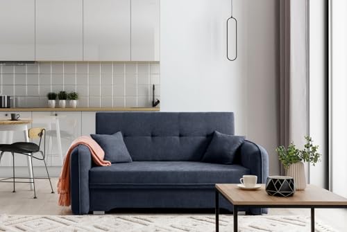 Krudox LAI 3 Sitzer Ausziehbar Sofa 155x75x105 cm - Schlafsofa mit Bettkasten - Couch mit Stauraum und 2 Kissen - Sofa mit Schlaffunktion - Ausklappbar Schlafsofa - Stoff Poco 40 von Krudox