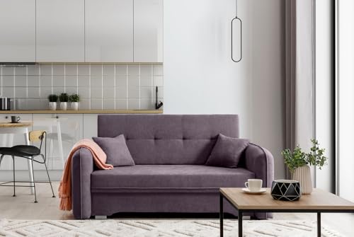 Krudox LAI 3 Sitzer Ausziehbar Sofa 155x75x105 cm - Schlafsofa mit Bettkasten - Couch mit Stauraum und 2 Kissen - Sofa mit Schlaffunktion - Ausklappbar Schlafsofa - Stoff Poco 41 von Krudox