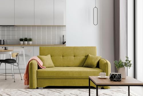 Krudox LAI 3 Sitzer Ausziehbar Sofa 155x75x105 cm - Schlafsofa mit Bettkasten - Couch mit Stauraum und 2 Kissen - Sofa mit Schlaffunktion - Ausklappbar Schlafsofa - Stoff Poco 50 Krudox LAI 3 Sitzer Ausziehbar Sofa 155x75x105 cm - Schlafsofa mit Bettkasten - Couch mit Stauraum und 2 Kissen - Sofa mit Schlaffunktion - Ausklappbar Schlafsofa - Stoff Poco 50 von Krudox