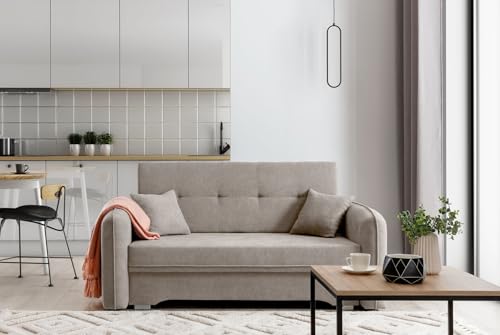 Krudox LAI 3 Sitzer Ausziehbar Sofa 155x75x105 cm - Schlafsofa mit Bettkasten - Couch mit Stauraum und 2 Kissen - Sofa mit Schlaffunktion - Ausklappbar Schlafsofa - Stoff Poco 7 Krudox LAI 3 Sitzer Ausziehbar Sofa 155x75x105 cm - Schlafsofa mit Bettkasten - Couch mit Stauraum und 2 Kissen - Sofa mit Schlaffunktion - Ausklappbar Schlafsofa - Stoff Poco 7 von Krudox
