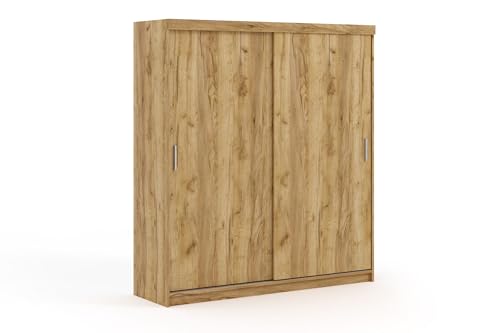 Krudox LEX Craft Gold Schiebetürenschrank Kleiderschrank 203x216x62 cm - Schlafzimmermöbel, Aufbewahrung – Mehrzweckschrank mit 4 Kleiderstangen von Krudox