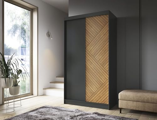 Krudox MARPH Schwarz/Eiche Caramel Schiebetürenschrank Kleiderschrank 120x220x60 cm Schlafzimmermöbel, Aufbewahrung – Mehrzweckschrank mit Kleiderstange Krudox MARPH Schwarz/Eiche Caramel Schiebetürenschrank Kleiderschrank 120x220x60 cm Schlafzimmermöbel, Aufbewahrung – Mehrzweckschrank mit Kleiderstange von Krudox