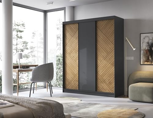 Krudox MARPH Schwarz/Eiche Caramel Schiebetürenschrank Kleiderschrank 180x220x60 cm Schlafzimmermöbel, Aufbewahrung – Mehrzweckschrank mit Kleiderstange Krudox MARPH Schwarz/Eiche Caramel Schiebetürenschrank Kleiderschrank 180x220x60 cm Schlafzimmermöbel, Aufbewahrung – Mehrzweckschrank mit Kleiderstange von Krudox