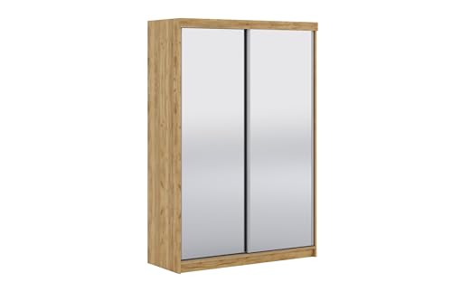 Krudox POL Craft Gold Schiebetürenschrank Kleiderschrank 150x200x62 cm mit Voll gespiegelt - Schlafzimmermöbel, Aufbewahrung – Mehrzweckschrank mit Kleiderstange von Krudox