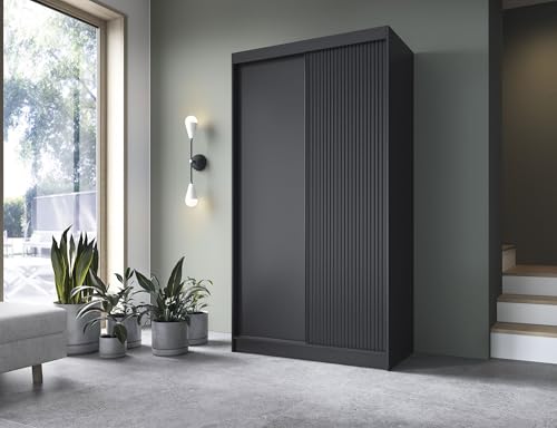Krudox PRESC Schwarz gefräst Schiebetürenschrank Kleiderschrank 120x220x60 cm Schlafzimmermöbel, Aufbewahrung – Mehrzweckschrank mit Kleiderstange Krudox PRESC Schwarz gefräst Schiebetürenschrank Kleiderschrank 120x220x60 cm Schlafzimmermöbel, Aufbewahrung – Mehrzweckschrank mit Kleiderstange von Krudox