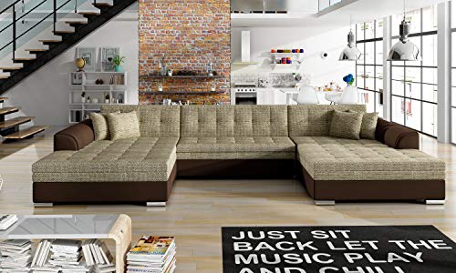 Krudox VEN Ecksofa U-Form 359x78x165 cm - Schlafsofa mit Bettkasten - Couch mit Stauraum - Sofa mit Schlaffunktion 300x129 cm - Stoff Berlin 03/Soft 66 Krudox VEN Ecksofa U-Form 359x78x165 cm - Schlafsofa mit Bettkasten - Couch mit Stauraum - Sofa mit Schlaffunktion 300x129 cm - Stoff Berlin 03/Soft 66 von Krudox