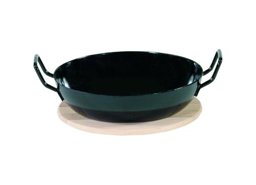 Karl Krüger 1220H Schlemmerpfanne mit Holzteller, 20 cm, Stahlemaille, schwarz, 20cm Karl Krüger 1220H Schlemmerpfanne mit Holzteller, 20 cm, Stahlemaille, schwarz, 20cm von Karl Krüger