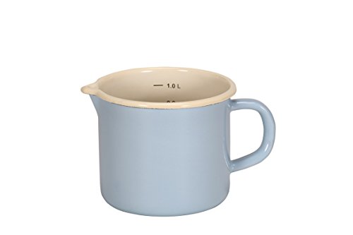 Karl Krüger 17012PAB Milchtopf mit Ausguss Sylt, 1 L, Emaille, blau, 12 x 16 x 30 cm, Hellblau von KRÜGER