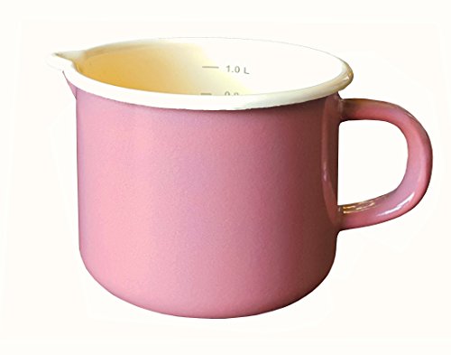 Karl Krüger Milchtopf mit Literskala, Emaille, Rosa, 12 cm von KRÜGER