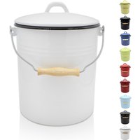 Krüger Mülleimer "Emaille Mülleimer mit Deckel Serie Rio" schnitt- / kratzfeste Oberfläche, bakterienabweisend, extrem langlebig von Krüger