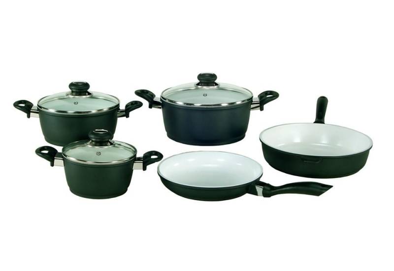 Krüger Topf-Set Oslo, Keramik (Set, 8-tlg., Fleischtopf 16/20/24 cm, Schmorpfanne 28 cm,Bratpfanne 24 cm), Induktion von Krüger