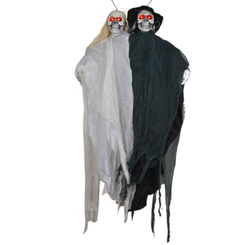 Krujecnt Deko | Outdoor Halloween Dekoration Requisiten - Brautpaar Skelett Vintage Deko Für Fenster Haus Garten Wand Terrasse Camping Außenbereich von Krujecnt