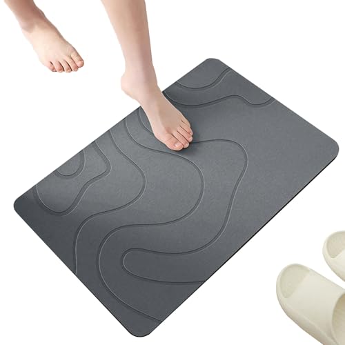 Krujecnt Diatomit-Stein Badematte - Schnelltrocknende Badezimmerunterlage Für Dusche/WC | rutschfeste Bodenmatte Für Küche, Schlafzimmer & Balkon, Einfach Zu Reinigen​ von Krujecnt