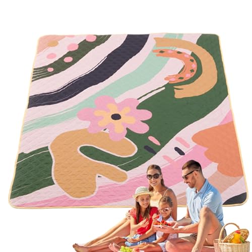 Krujecnt Extra große Picknickdecke,große Picknickdecke - 78,7 x 78,7 Zoll wasserdichte mehrschichtige Strandpicknickmatte mit Tragegurt | Outdoor-Decke für Frühling und Sommer für 6–8 Erwachsene, von Krujecnt