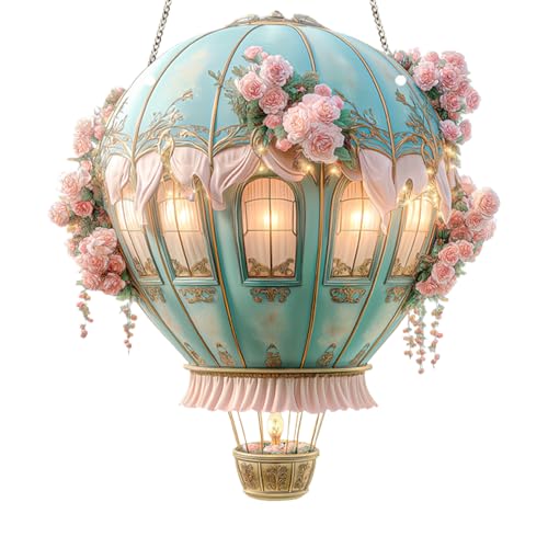 Krujecnt Heiße Luft Ballon Solarlampe - Solar Ballon Laterne - 2D Modell Deko Für Hof Weg Vorgarten Terrasse Garten Haus Camping Hochzeit Feier Freunde von Krujecnt