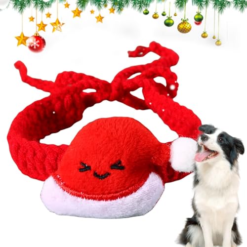 Krujecnt Hunde-Urlaubs-Bandanas - Gestrickter Weihnachtsschal für Hunde | Festlicher Hundeschal, tragbares Haustier-Bandana für Kätzchen, Welpen, Winter von Krujecnt