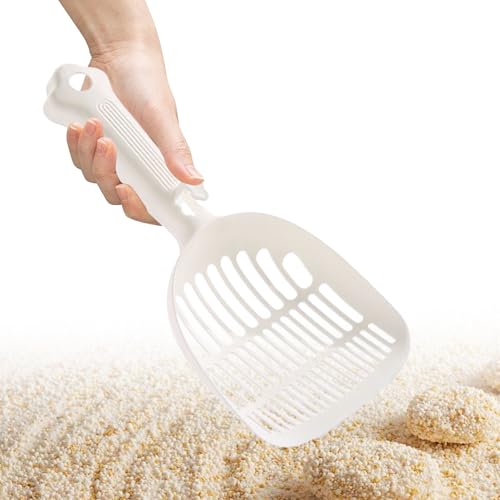 Krujecnt Katzenstreu-Schaufel - Tiefenreinigung Für Katzentoilette,Ergonomische Schaufel mit langem Griff und Sieb für effiziente Reinigung im Haushalt, einfaches Schöpfen für Haustiere und Kätzchen von Krujecnt