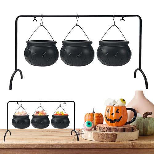 Krujecnt Kesseltopf – Halloween-Dekoration – Eisentopf Eimer Server für Leckereien Küche Esszimmer Heimdekoration Outdoor Tisch von Krujecnt