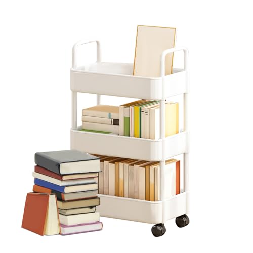 Krujecnt Rollbarer Aufbewahrungswagen, Rollwagen für Bücher, 3/4 Etagen mit Rollen, Aufbewahrungswagen mit Griffen, geeignet für Küche, Wohnzimmer, Arbeitsplatz Krujecnt Rollbarer Aufbewahrungswagen, Rollwagen für Bücher, 3/4 Etagen mit Rollen, Aufbewahrungswagen mit Griffen, geeignet für Küche, Wohnzimmer, Arbeitsplatz von Krujecnt