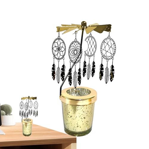 Krujecnt Rotierender Kerzenhalter, drehender Teelicht-Kerzenhalter - Kerzenständer Traumfänger,Rotierendes Teelichtkarussell, rotierende Kerzenhalter, rotierende Teelichthalter, Weihnachtsdekoration von Krujecnt