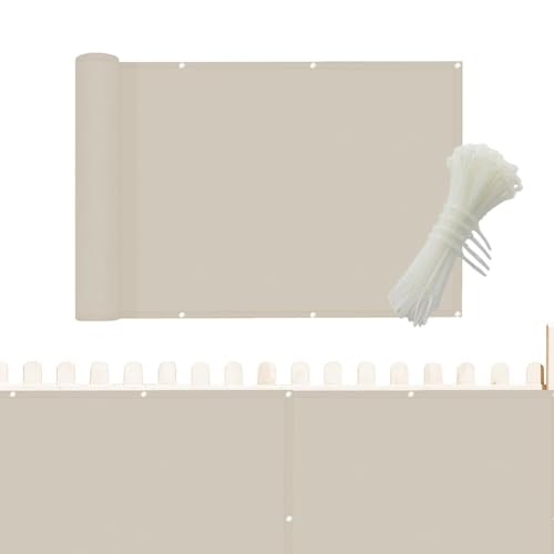 Krujecnt Terrassen-Sichtschutz,Balkon-Sichtschutz, Balkonzaunpaneel, 157,48 x 35,43 Zoll Robustes Schutzzaunnetz für den Außenbereich mit Kabelbindern, für Deck, Terrasse, Hinterhof, Außenpool, von Krujecnt
