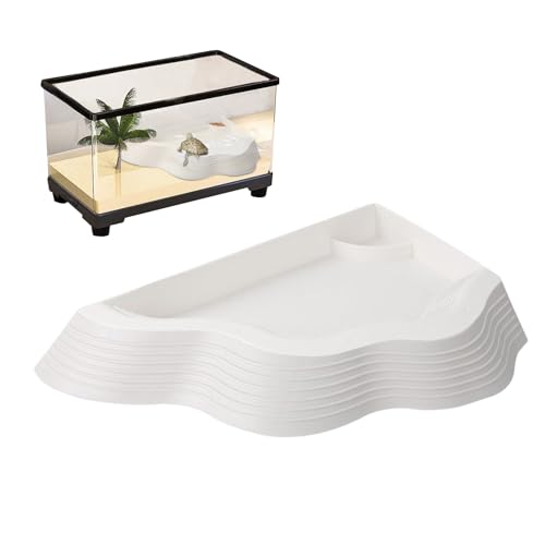 Krujecnt Wasserschale für Schildkröten, rutschfest, mit Rampe, Aquarium-Dekoration, Reptilien-Einweichschale für Gecko, Schlange, Bartdrache von Krujecnt