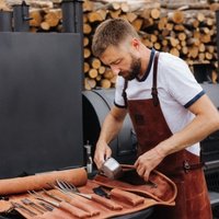 Grillschürze, Schweißschürze, Barista-Schürze, Lederschürze Für Köche, Friseurschürze, Holzbearbeitungsschürze, Herren-Lederschürze, Schutzkleidung von KrukGarageWorkstyle