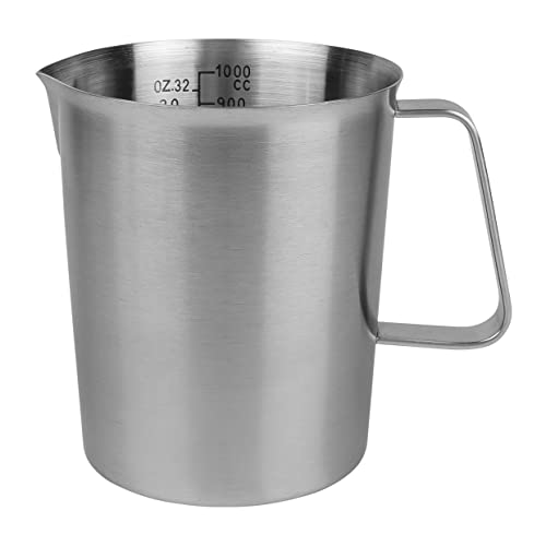 KRUMBLE Edelstahl Messbecher für Backen und Kochen, 1L Messbecher für Backen und Kochen, Mischbecher, Messkanne, Messbecher für Kochgeschirr, Backgeschirr, 12 x 15 x 13 cm (Silber) von Krumble