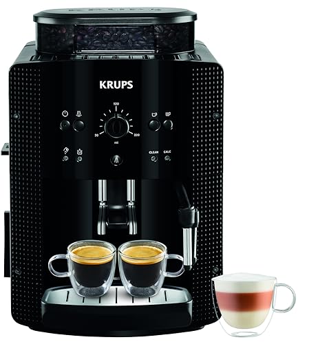 Krups Automatic Espresso Machine YY8125FD Beans Kaffeemühle mit Handdruck (15 Bar, Dampfdüse) schwarz von KRUPS