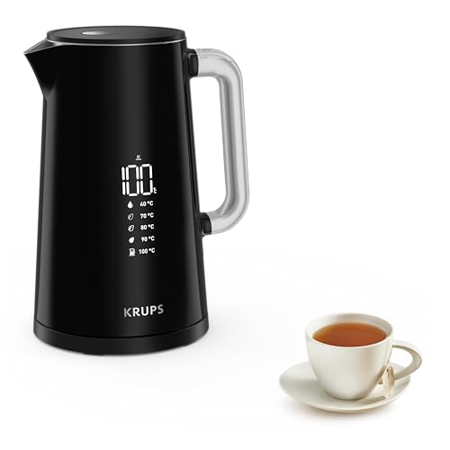Krups Smart'n Light Wasserkocher, 5 Temperaturen, 1,7 Liter Fassungsvermögen, Innenleben aus Edelstahl, Doppelwandig, Schwarz, BW801810 von Krups
