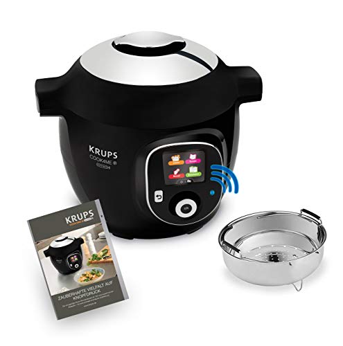 Krups CZ7158 Cook4Me+ Connect Multikocher | 1600 Watt | elektrischer Schnellkochtopf | inkl. kostenlose App | Bluetooth Steuerung | 4 Liter Fassungsvermögen | Schwarz/Chrom von Krups