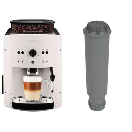Krups EA8105 Kaffeevollautomat, automatische Reinigung, 2-Tassen-Funktion, Kaffeeautomat in weiß & F 088 01 Wasserfilter f. alle Orchestro-Modelle Espresso-/Kaffeemaschinenzubehör von Krups