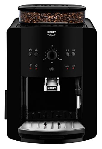 Krups EA8110 Arabica Quattro Force Kaffeevollautomat | 1450 Watt | Wassertankkapazität: 1,8 Liter | Pumpendruck: 15 Bar | 3 Temperaturen und 3 Mahleinstellungen | elegantes Design | Schwarz von Krups