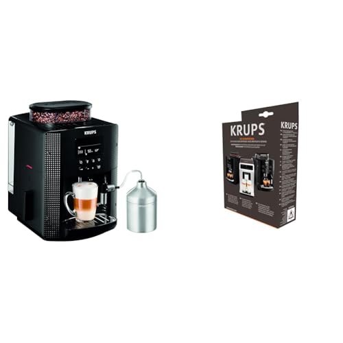 Krups EA8160 Kaffeevollautomat | 1450 Watt | 1,8 Liter | 15 bar | LC Display | Cappuccinatore | schwarz & XS5300 Reinigungs- u. Pflegeset für Kaffeevollautomaten von Krups