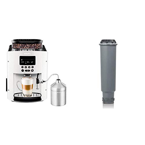 Krups EA8161 Kaffeevollautomat (1,8 l, 15 bar, LC Display, AutoCappuccino-System), weiß & F 088 01 Wasserfilter f. alle Orchestro-Modelle Espresso-/Kaffeemaschinenzubehör von Krups
