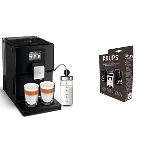 Krups EA8738 Intuition Preference Kaffeevollautomat inkl. Milchbehälter 11 Getränke |OTC-System,1450W|3L|Schwarz & XS5300 Reinigungs- u. Pflegeset für Kaffeevollautomaten von Krups