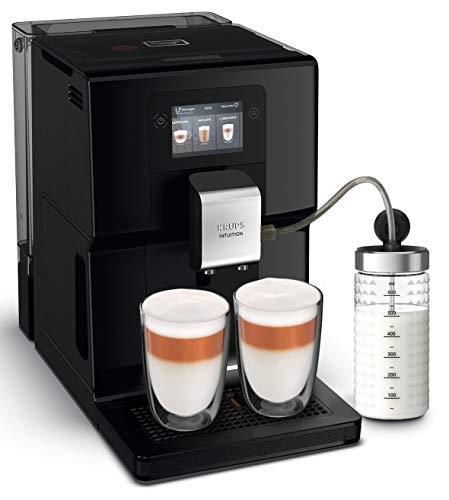 Krups Intuition Preference Kaffeevollautomat mit Milchschlauch, 11 Getränke, Personalisierung, 2-Tassen-Funktion, Kaffeemaschine, Schwarz, EA872810 von Krups