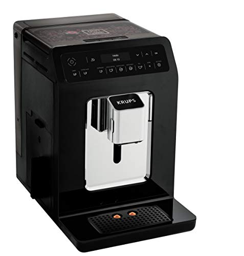 Krups EA8908 Evidence Kaffeevollautomat, OLED-Display Barista Quattro Force Technologie, 12 Kaffee-Variationen, 3 Tee-Variationen, One-Touch-Cappuccino Funktion, 2-Tassen Funktion, Schwarz-Chrome von Krups