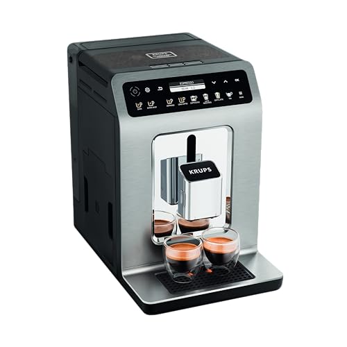 Krups Evidence Plus Kaffeevollautomat mit Milchschlauch, 19 Getränke, 2-Tassen-Funktion, Farbdisplay, Kaffeemaschine, TÜV-Siegel, Silber, EA894T10 von Krups