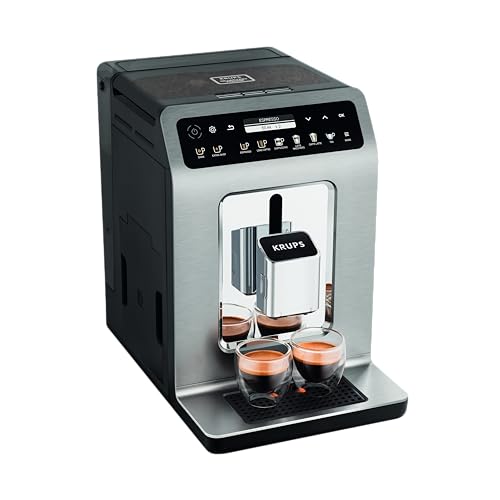 Krups Evidence Plus Kaffeevollautomat mit Milchschlauch, 19 Getränke, 2-Tassen-Funktion, Farbdisplay, Kaffeemaschine, TÜV-Siegel, Silber, EA894T10, Titanium-metallic von Krups