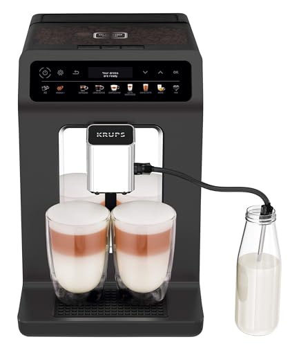 Krups Evidence One Kaffeevollautomat mit Milchschlauch, 12 Getränke, 2-Tassen-Funktion, Farbdisplay, Kaffeemaschine, TÜV-Siegel, Schwarz, EA895N10 von Krups