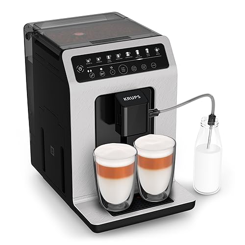 Krups Evidence ECOdesign Kaffeevollautomat mit Milchschlauch, 8 Getränke, 2-Tassen-Funktion, Recyceltes Material, Kaffeemaschine, Weiß/Schiefer, EA897A10 von Krups