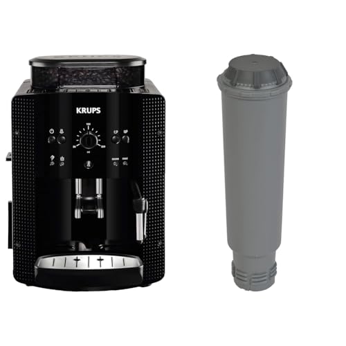 Krups Essential EA8108 Kaffeevollautomat | Espresso und Kaffee | mit CappucinoPlus- Milchdüse | Schwarz & F 088 01 Wasserfilter f. alle Orchestro-Modelle Espresso-/Kaffeemaschinenzubehör von Krups