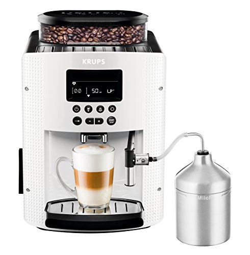 Krups Essential Kaffeevollautomat EA8161 | 3 Temperaturstufen + 3 Mahlstärken | Espresso | Kaffee | LCD-Anzeige | Auto Cappuccino | XS6000 Set | Energieklasse A | weiß von Krups