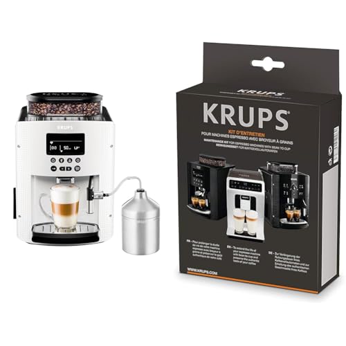 Krups Essential Kaffeevollautomat EA8161 | 3 Temperaturstufen + 3 Mahlstärken & XS5300 Reinigungs- u. Pflegeset für Kaffeevollautomaten von Krups